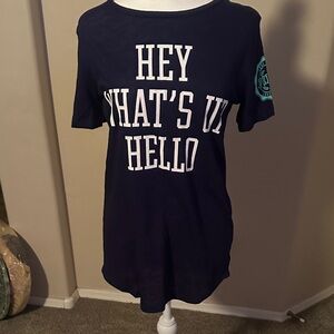 Vs pink Navy Graphic Tee with White Text